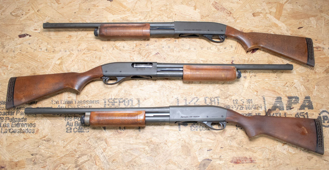 REMINGTON 870 Magnum 12 Gauge Police Trade-In Shotguns with Wood Stock